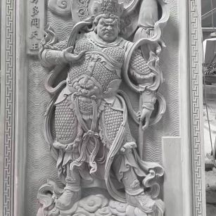 广安 芝麻灰花岗岩人物雕刻——多闻天王