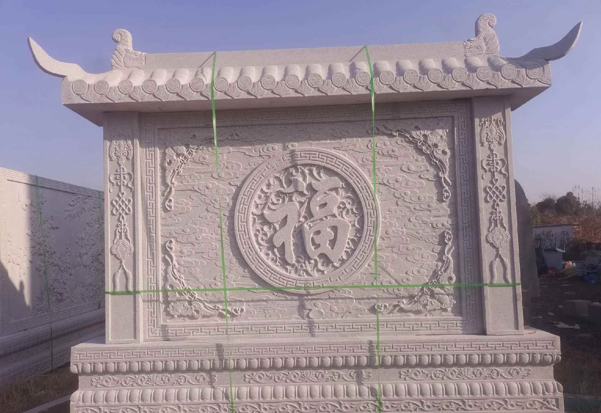 广安 芝麻白花岗岩屏风，照壁，影壁